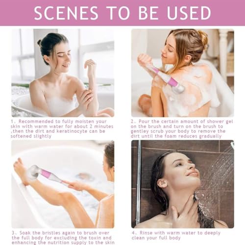 Brosse de douche électrique : 4 têtes de lavage et massage relaxant du corps
