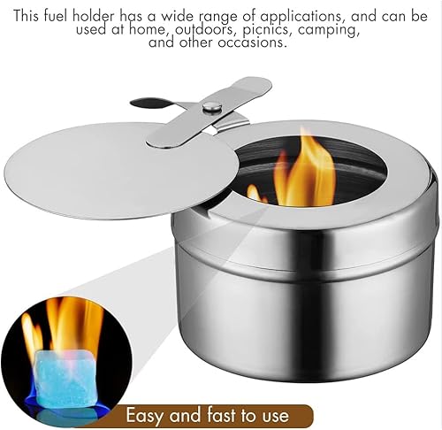 Miniatura 3 de Cabilock 2 soportes de combustible para rozaduras con cubierta, soporte de combustible de acero inoxidable para platos de rozaduras, caja de