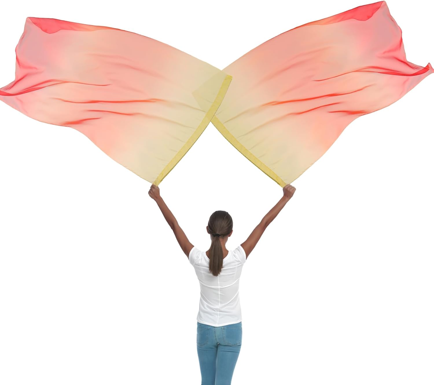 Wuchieal flexible rods for worship flags,praise dance worship flag for Child, Outdoor Flag for beginner, kids worship flags for church 12#YELLOW ORANGE RED