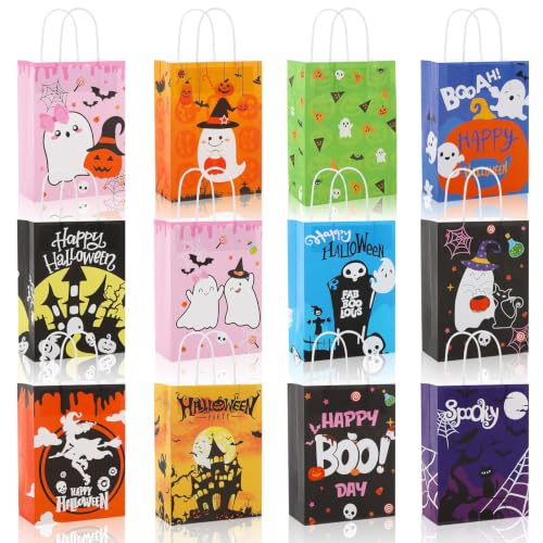 UPINS 12 Stück Halloween Geschenktüten Süßigkeiten Tüten mit Henkel