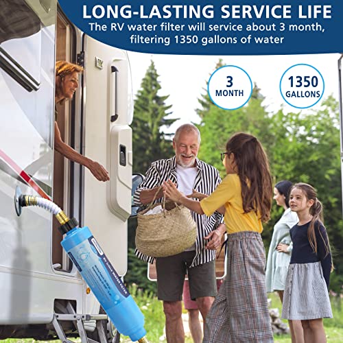 Image of 2-pack RV Water Filter, Advanced RV Inline Water Filter with Flexible Hose Protector, KDF&GAC Reduces Bad Taste, Odors, Chlorine, and Sediment, Camping Essentials for Fresh Drinking Water