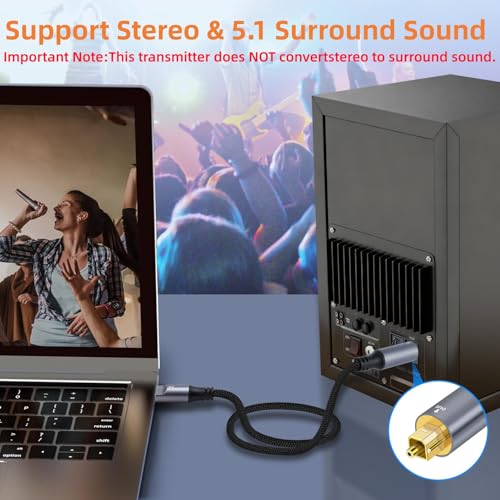 Cable óptico USB C a Toslink digital SPDIF de 10 pies para smartphone tableta y Sony PS5 4