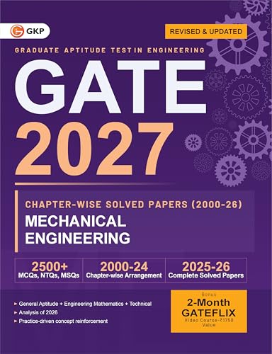 Image of GATE 2027 Mechanical Engineering | Chapter-wise Previous Year Solved Papers (2000-2026) | 27 Years PYQ with Detailed Solutions | MCQs, NTQs & MSQs | GATE ME Chapterwise Question Bank