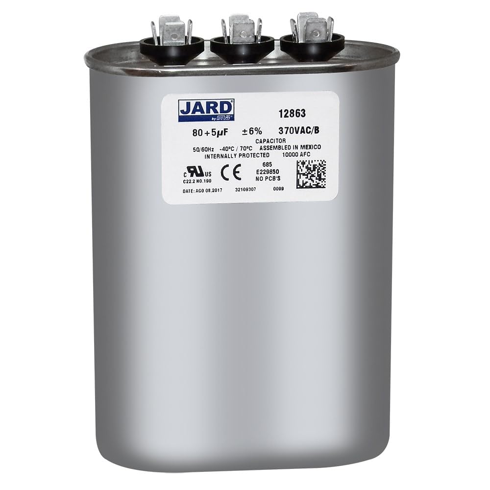 80 + 5 uF MFD x 370 VAC Replaces GE Genteq Dual Oval