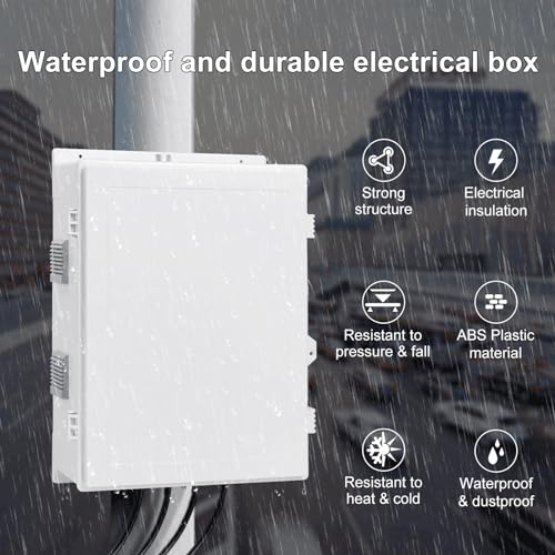 Image of Namunanee Outdoor Electrical Junction Box with High Power Outlet, ABS Water Resistant Enclosure with Internal Mounting Panel & Hinged Cover. (18.1 inch H* 12.6 inch L* 6.3 inch W & Outlet)