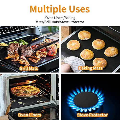 4 Pack Large Oven Liners For Bottom Of Electric Gas Oven Reusable, Thick Heavy Duty Nonstick Teflon Oven Mat, Heat Resistant Grill Mats Outdoor, Easy To Clean Gas Stove Liners #TOP1