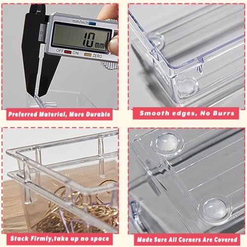 Image of TONY STARK 20-Piece Unbreakable /Non scratchable Drawer Organizer Set|Multi-Purpose Storage & Divider Trays in 4 Sizes|Dressing Table & Cosmetic Organizer|Kitchen, Office & Bedroom (Clear Transparent)