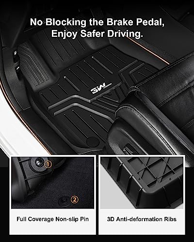 3W Floor Mats Compatible For Honda Odyssey 2018-2023 Tpe All Weather Custom Fit Floor Liner For Honda Odyssey 1St And 2Nd Row Full Set Car Mats Black #TOP3