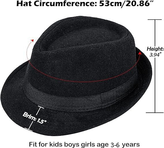 Kids-Boys Classic Panama-Fedora-Hat Trilby Manhattan-Structured Jazz Wool Cap 2-6Yrs - Image 2