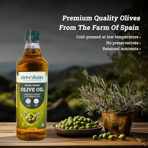 Image of Anveshan Extra Virgin Olive Oil - 1Lx2 | Cold Press Extraction | Rich in Vitamin E & K | Perfect for Salad Dressings, Sauteing, Marinades - Imported from Spain