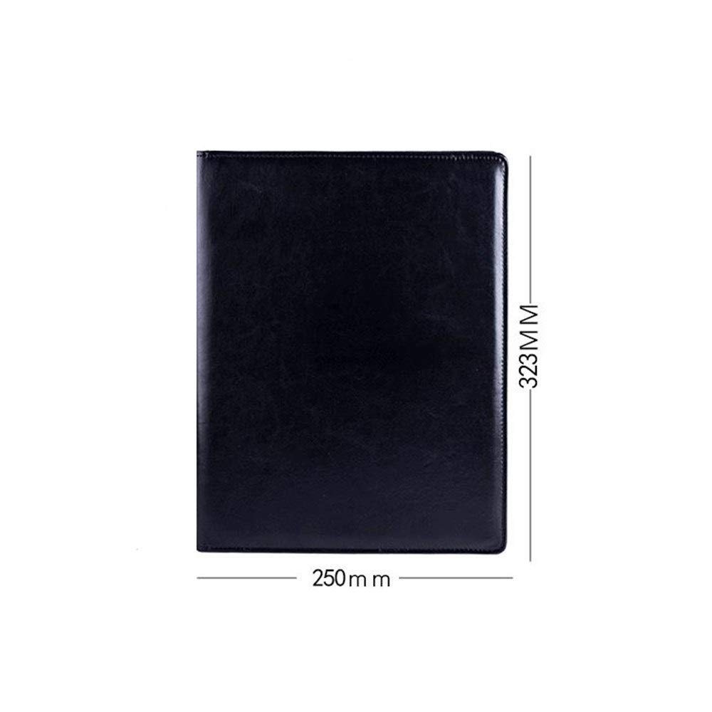 Cartella portadocumenti in pelle, multifunzione, con calcolatrice, borsa per documenti aziendali (nero, 323 x 250 mm)
