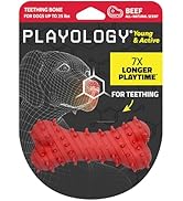 Playology Puppy Teething Bone Dog Toy for Young & Active Dogs | Engaging All-Natural Beef Scented...