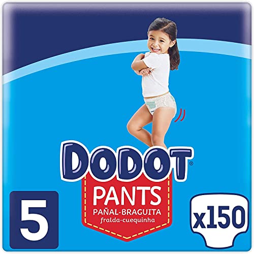 Dodot Pañales Bebé Pants Talla 5 (12-17 kg), 150 Pañales, Pañal-Braguita con Ajuste 360° Anti-Fugas