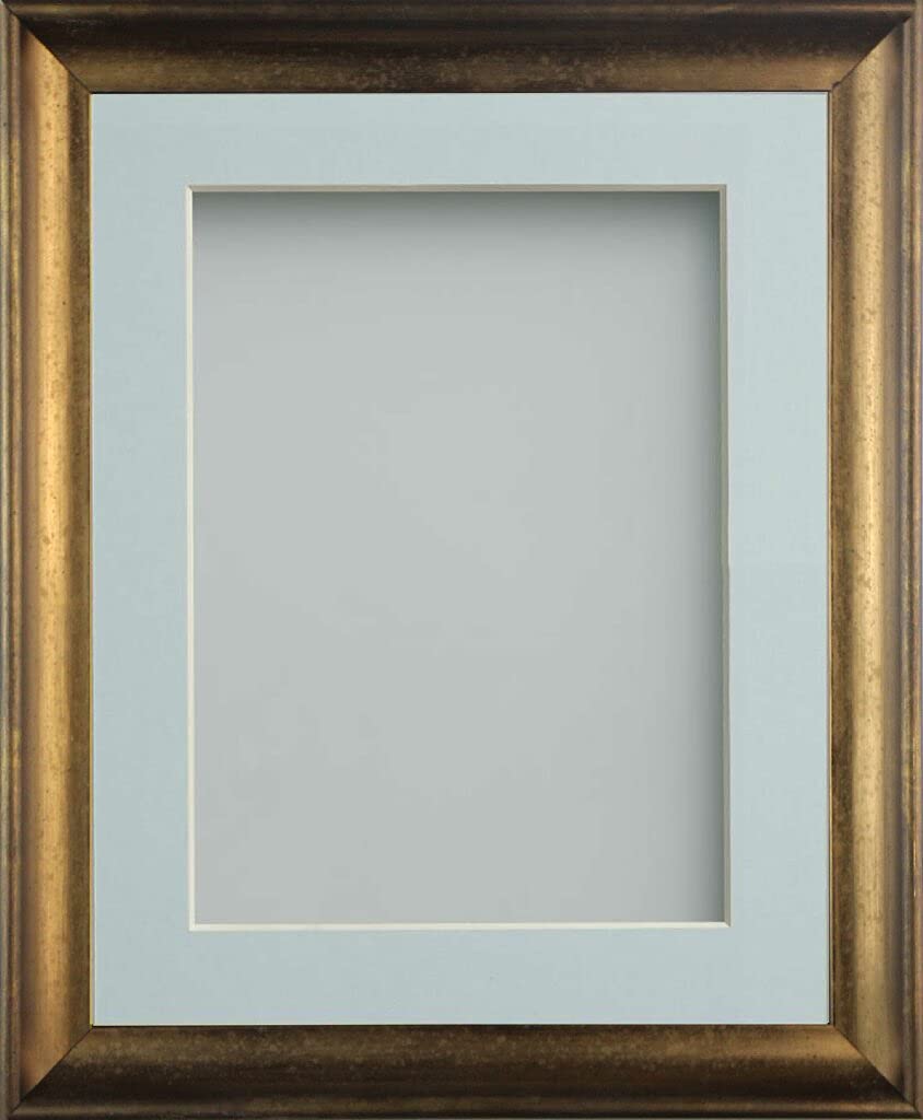 Frame Company Anglesey Range Wooden Burnt Copper 16x12inch Frame With Light Blue Mount For Image 12x10inch, Fitted with Real Glass — image 1