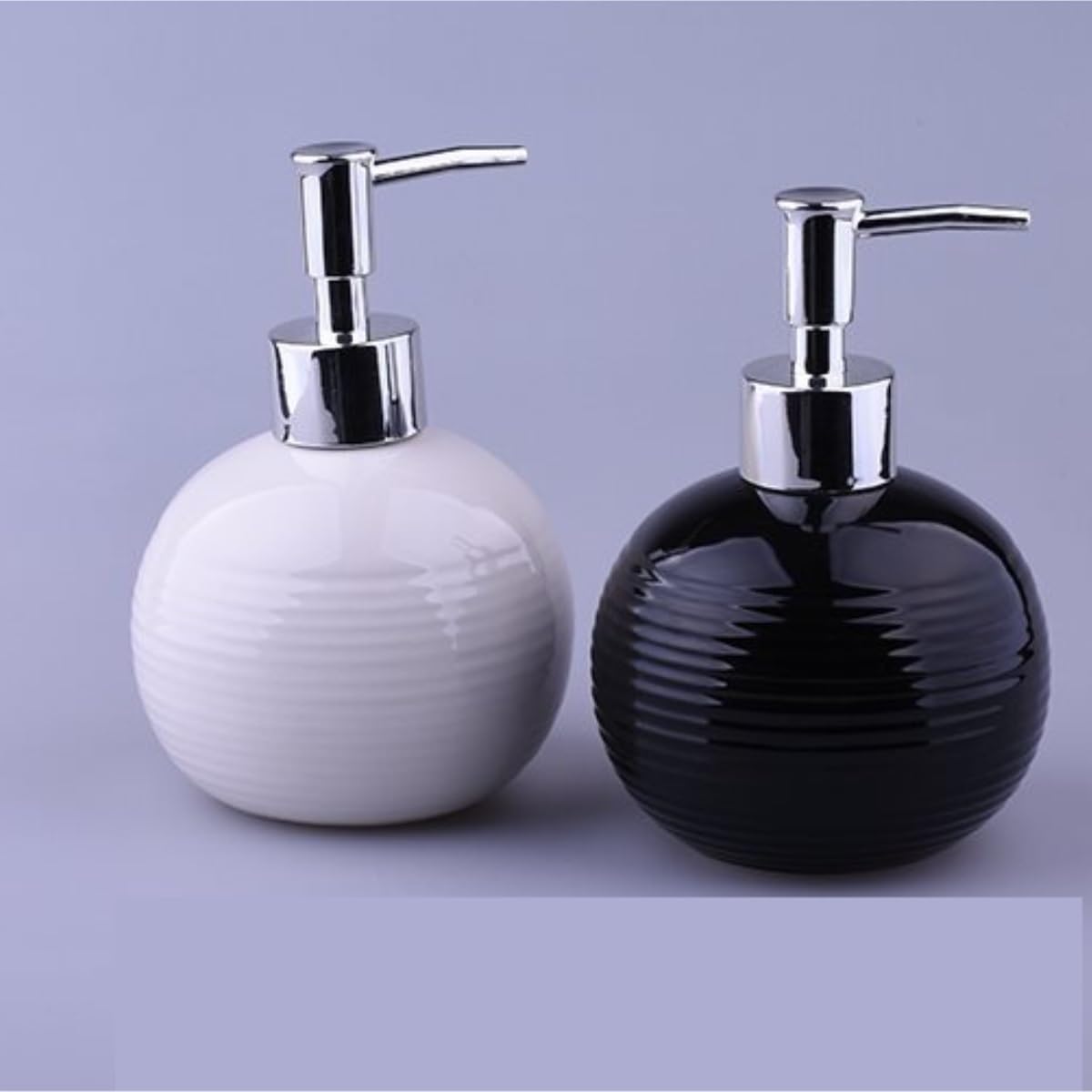Rellenable Dispensador de jabón y loción de cerámica con Bomba para baño, Oficina, Botella de líquido Decorativa Fácil Llenado(Pink)