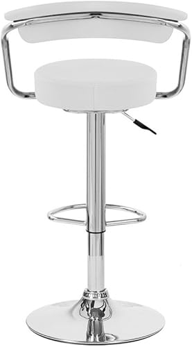 Miniatura 6 de Zool Taburete de bar de piel sintética ajustable contemporáneo, color blanco vainilla