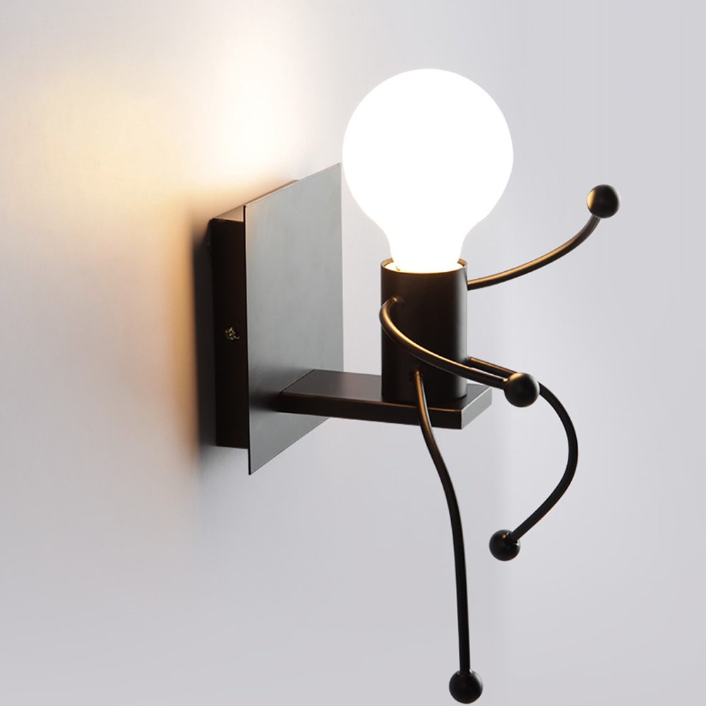 Applique Da Parete E27 A Forma Di Nano - Lampada Vintage In Ferro Per Camera, Bar O Corridoio - Foto 6