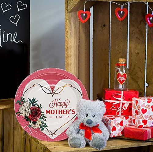 Mothers Day Party Plates Decorations, Serves 24 Guests Paper Plates And Cups Party Supplies, Happy Mother's Day Disposable Plates Celebration Favors 9" Round Dinnerware Platters Tableware Dishes #TOP3