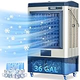 MEPTY 8979 CFM Swamp Cooler, Evaporative Air Cooler with Continuous Auto Fill,36 Gal Water Tank, Scroll Casters, Evaporative Cooler for Commercial, Industrial, Garage, Patio, Outdoor Use, 58 Inch
