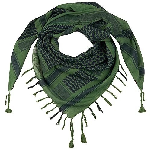 Shemagh Scarf - Green Arab Keffiyeh Palestine Tactical Arabic Head Turban Fashion Scarves- Military Army 100% Cotton Square Scarf Men & Women Desert Shemagh Palestinian Scarf Arabian Wrap Neck Scarfs