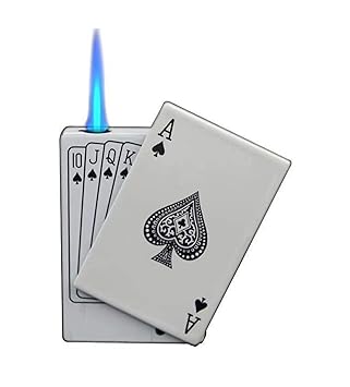 Alkey Refillable Metal Side Slider ikka Print Windproof Jet Flame Pocket Lighter Cigarette Lighter Stylish Look Antique Lighter (White)
