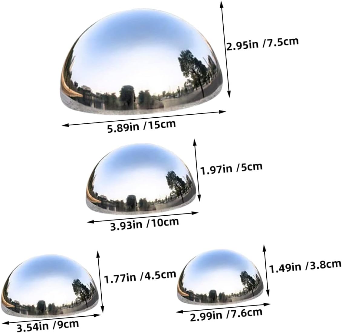 BESTonZON 7pcs Stainless Steel Garden Gazing Balls Set with Polished Mirror Surface, Outdoor Reflective Globe Spheres for Lawn and Patio Decoration (76/90/100/150mm)