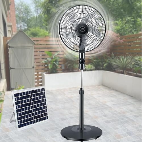 YYRHD-CZ Ventilador De Pie, Ventilador Solar, Altura Ajustable, Oscilación Automática, 2 Modos De Alimentación, Ideal For El Hogar, Camping, Pesca Y Fiestas.