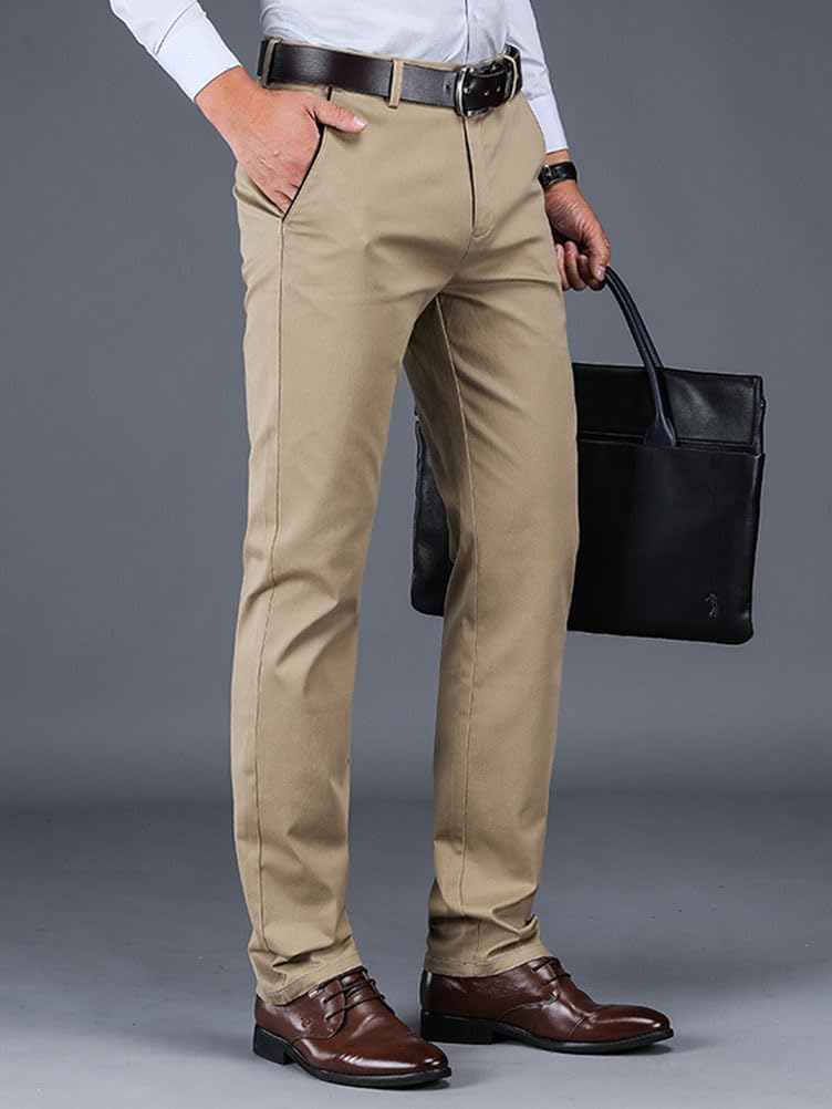 Hommes Chino Pantalon Slim Fit Stretch Pantalons Moulants Casual Élastique Pantalon Droits Confort Vintage Business Pantalon avec Poches Coupe Ajustée Pantalon