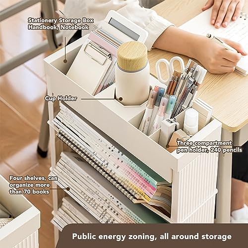 Bibliothèque mobile rangement pour enfants étudiants salon beige