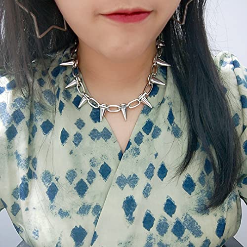 Spike Chokers for Women Choker Goth Necklaces Mens Chain Choker Collar Punk Streetwear Handmade Adjustable Vintage Rivet Jewelry3