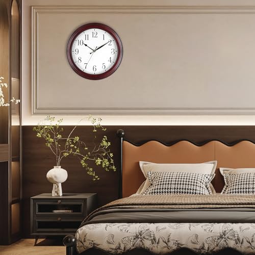 Wall Clock Wood 14 Inch Round Wooden Wall Clocks Battery Operated - Image 4