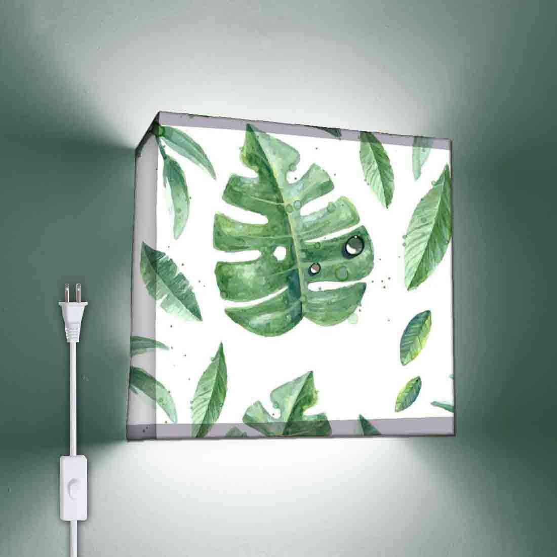 Nutcase 7W Green Monstera Leaves Square Wall Mounted Lamp.