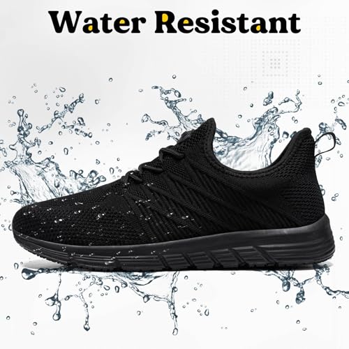 Slip Resistant Work Shoes for Men Slip On Sneakers Black Non Slip Work Shoes Water Resistant Work Shoe Lightweight Zapatos de Trabajo para Hombres, Black US 6.5-134