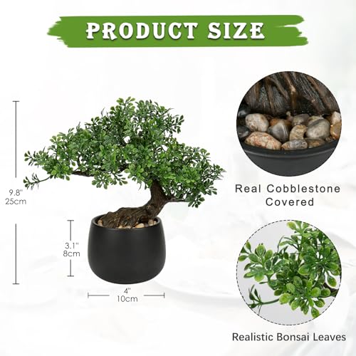 25 cm kunstplant bonsai boom in keramische pot kunstplanten esthetische Japanse bonsai decoratie voor woonkamer slaapkamer badkamer vensterbank decoratie - podocarpus kunstbonsai - Afbeelding 3
