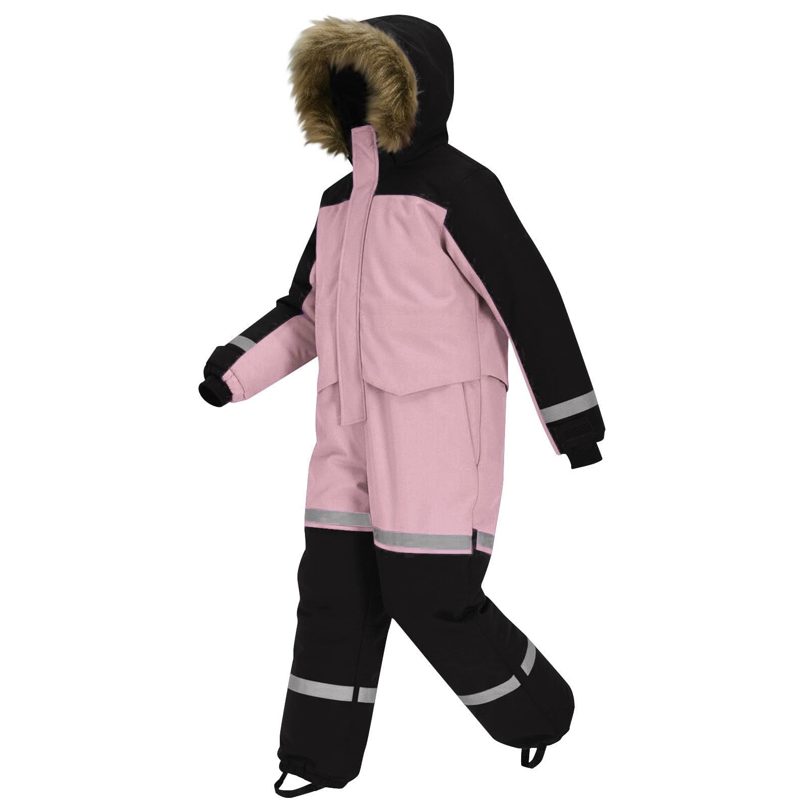 Generisch Mono de esquí unisex para niños, con capucha, traje de nieve, impermeable, transpirable, traje de esquí engrosado, cálido al aire libre, mono de lluvia, mono de nieve de una pieza, traje de