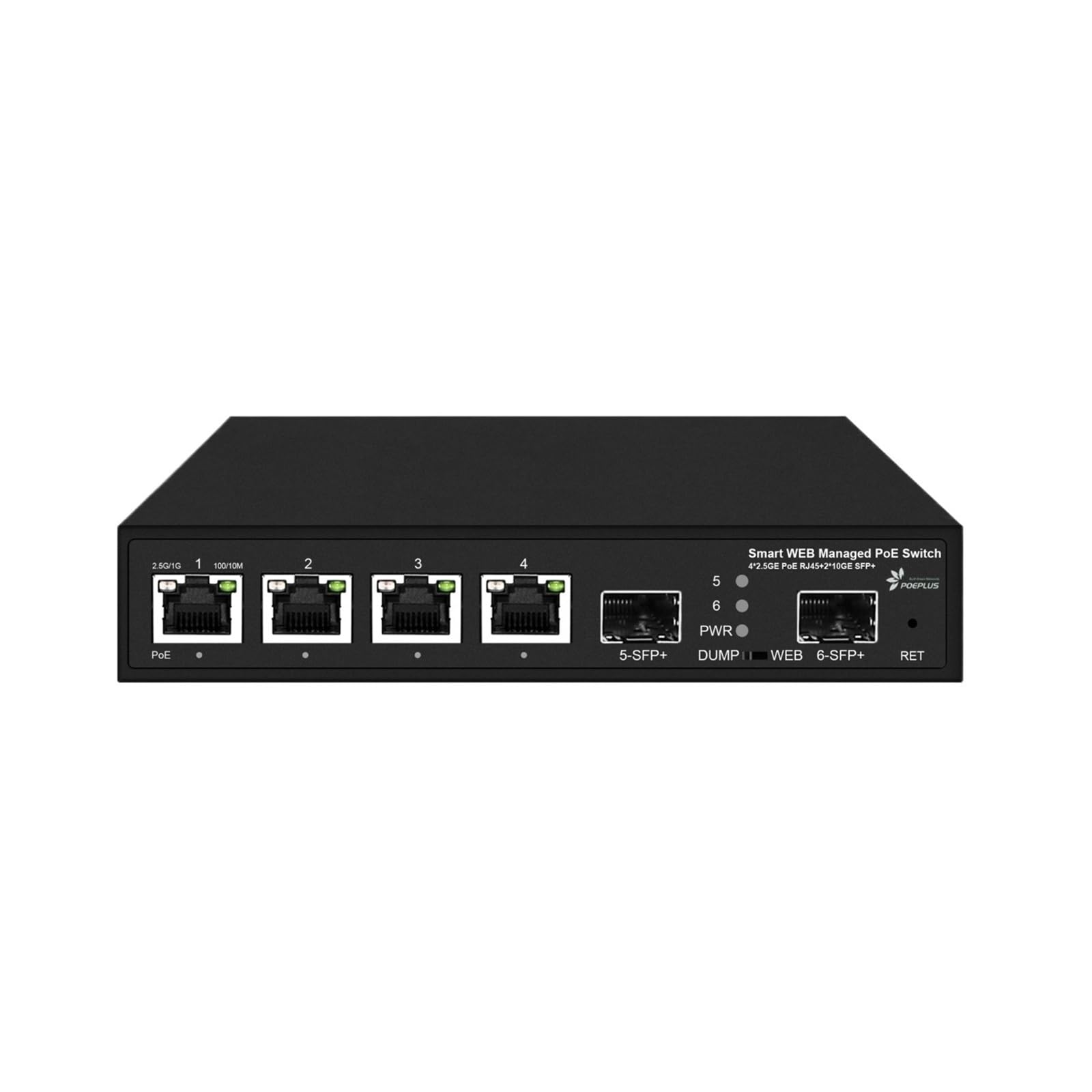 Commutateur PO//E ou Non géré 4 Ports 2,5 Gbe avec Liaison Montante 2 x 10 Gbe SF-P+(E//U,65W POE)