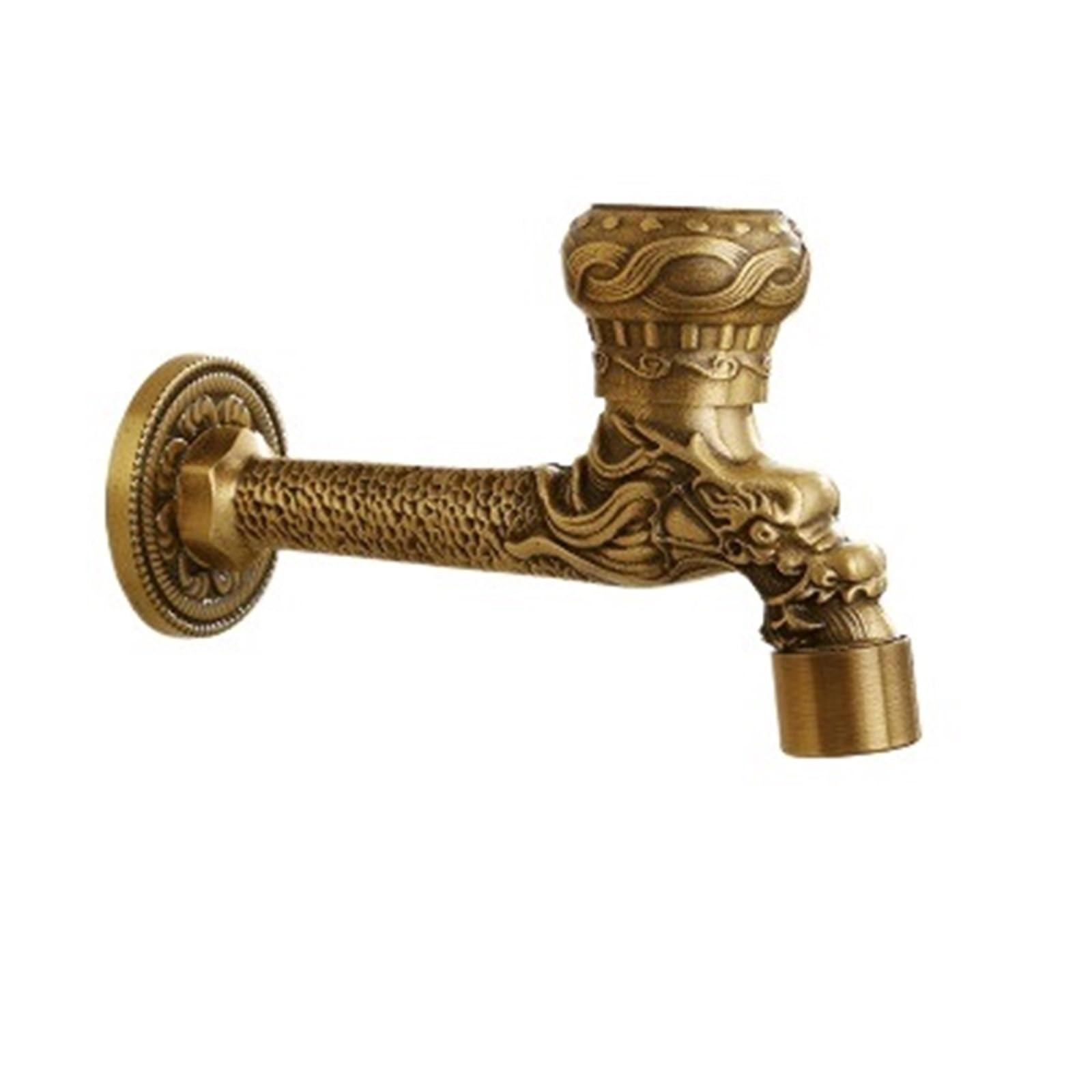 Outside Tap Brass Tap Faucet Garden Bibcocks Carved Washing Machine Outdoor Single Cold(Style K Tall)