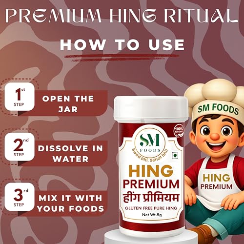 Image of SM FOODS Premium Pure Nukra Hing 5g (Pack of 4) | No Atta No Maida | Imported Premium Pure Heeng | Strong & Kadak Aroma | Gluten Free | Uncompounded | For Cooking & Digestion
