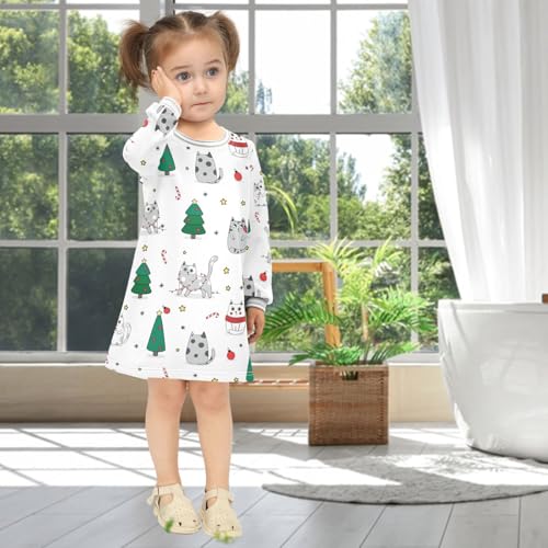 Girls Dresses Toddler Girl Clothes Cute Cat Cartoon Animal Tree Winter Casual Long Sleeve for Kids 2-8 Years4