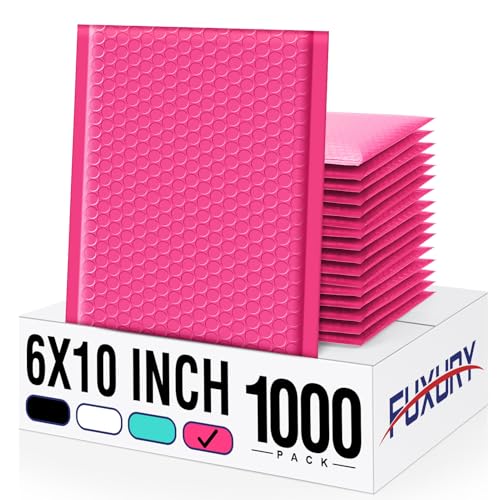 Image of Fuxury Bubble Mailers 6x10 inch Pink Padded Envelopes 1000Pack Strong Adhesion Thick Padded Mailers for Small Business Mailing Small Items,Jewelry,Makeup
