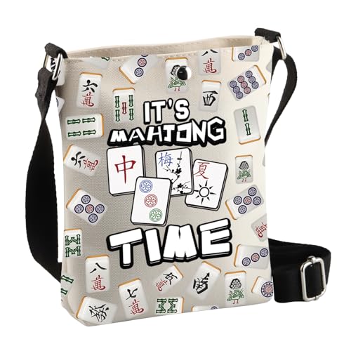 BDPWSS Mahjong Lover Gift Mah Jongg Accessories Mahjong Player Gift It's Mahjong Time Funny Mahjong Themed Crossbody Bag