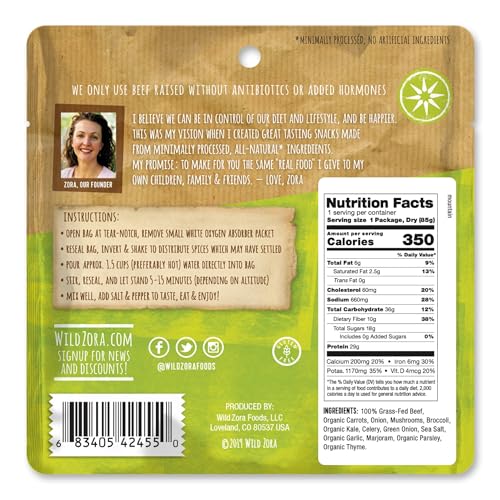 Image of Wild Zora Paleo Freeze Dried Meat Meals, 4 Pack, Gluten Free and Grain Free Camping and Backpacking Food, No Added Sugar, Healthy On-the-Go Travel Meal, Protein Packed (Meat 4-pack)