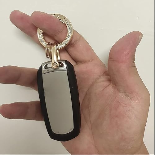 Miniatura 4 de Llaveros de cristal para mujer, con diamantes de imitación brillantes, sistema de llavero decorativo con 3 anillos de grupo, Oro, Pequeño, Bling