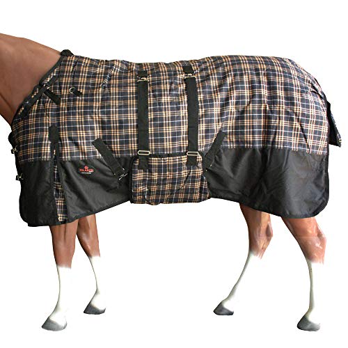 HILASON Orange Black Plaid 72 in 1200D Winter Waterproof Poly Horse Blanket Belly Wrap | Horse Blanket | Horse Turnout Blanket | Horse Blankets for Winter | Waterproof Turnout Blankets for Horses |