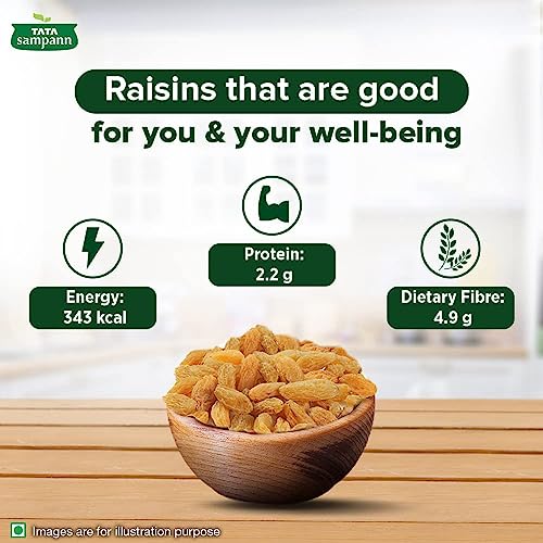 Image of Tata Sampann Pure Raisins Seedless /Kishmish, 500g, Source Of Potassium, Premium Dry Fruits, Green Raisins (Pack of 3)
