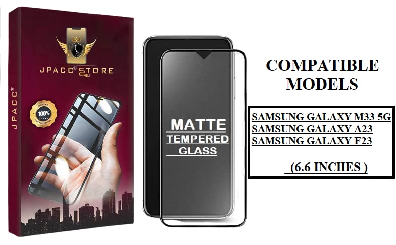 Image of [ Premium HD ] MATTE Tempered Glass Screen Protector For Samsung Galaxy M33 5G / A23 / F23 5G [ SUPER SMOOTH ] Full Coverage 9H Edge To Edge Front Temper Glass Guard With INSTALLATION KIT ( PACK - 2 )