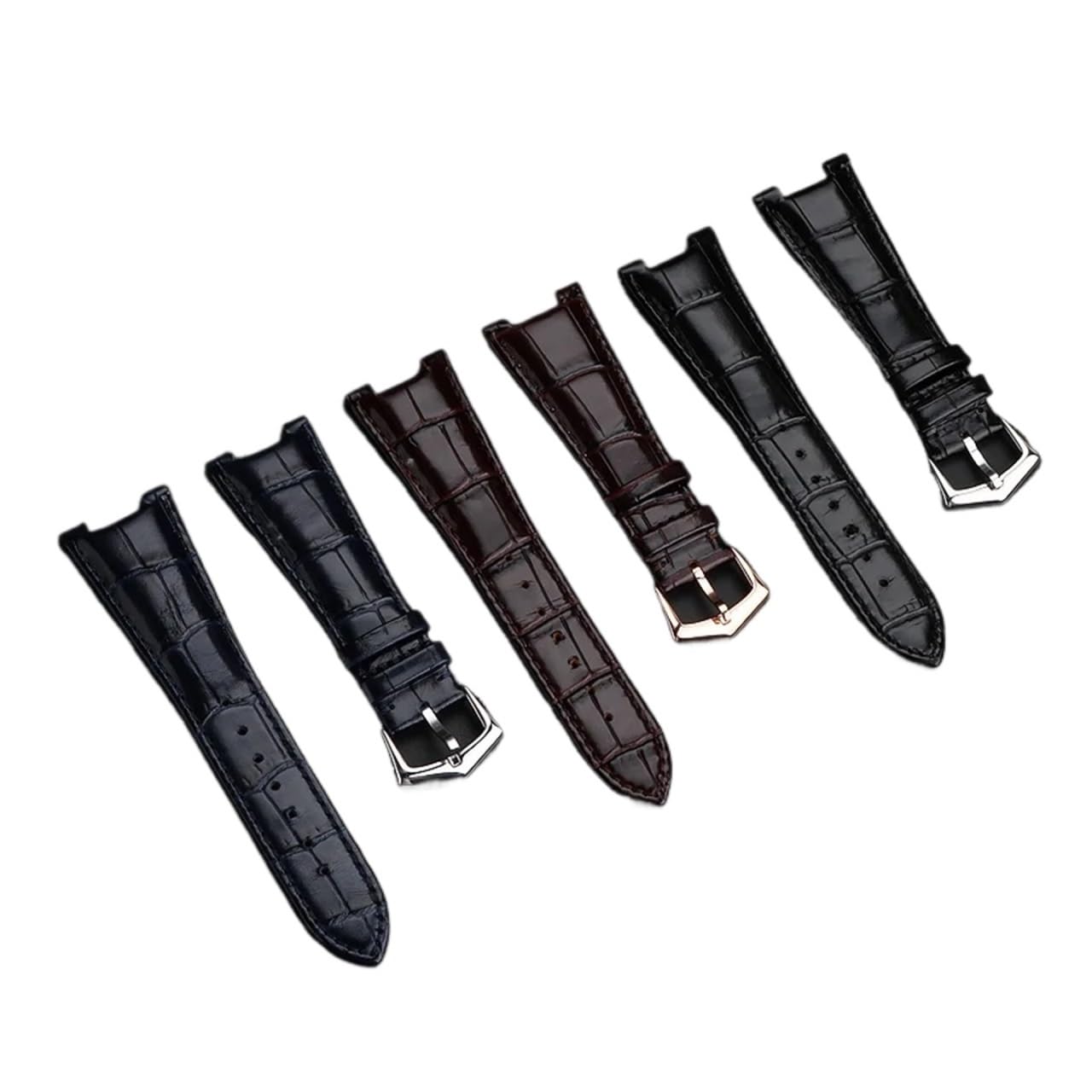 Bracelet de montre en cuir 25x13mm, Compatible avec PATEK PHILIPPE Nautilus 5711 5712G, Bracelet cranté en cuir de vache for hommes et femmes