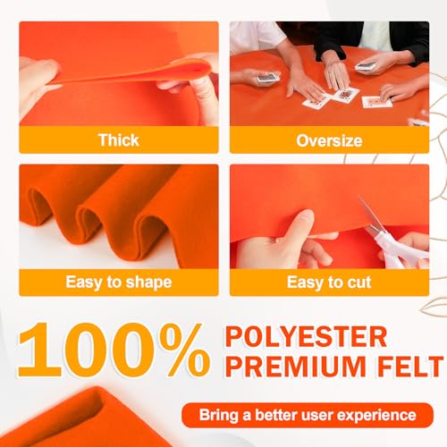 Image of XSEINO Orange Large Felt Fabric 36 inch X 36 inch(1 Square Yard), 1.4 mm Thick Soft Felt Fabric Sheet for Crafts, Orange Series Colors Soft Nonwoven Fabric, Fit for Decoration, Sewing, DIY Crafts