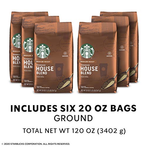 Image of Starbucks Medium Roast Ground Coffee - House Blend - 100% Arabica - 6 bags (20 oz. each)