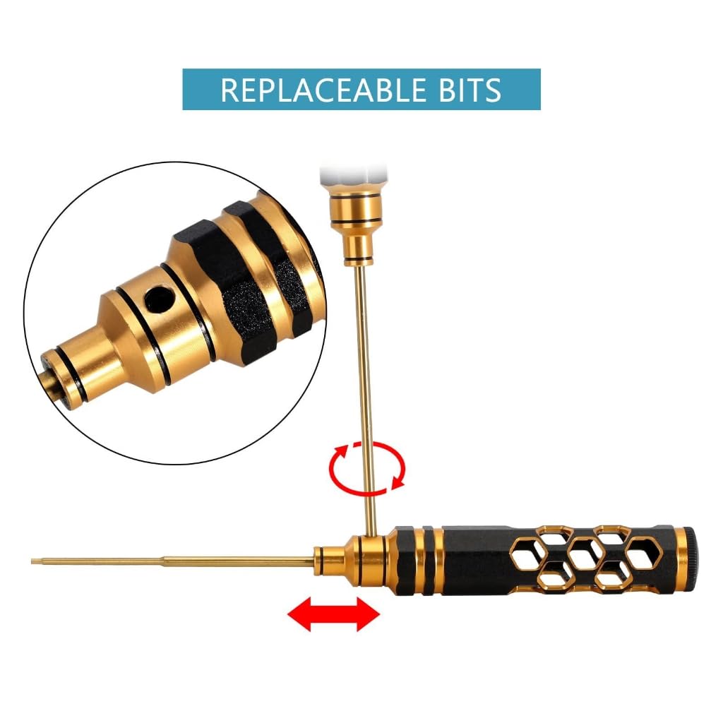 Lot de 4 tournevis hexagonaux avec poignée en nid d'abeille pour l'entretien de la voiture 1,5/2/2,5/3,0 mm